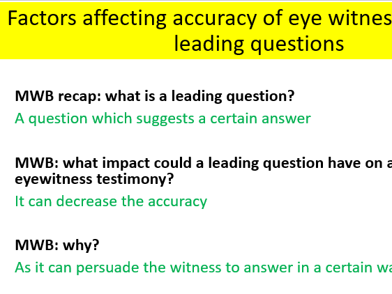 2025 spec AQA Psychology Leading Questions
