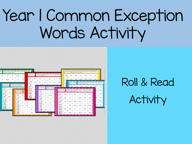 Year 1 Common Exception Words Roll and Read Game -Spelling and Phonics Activity