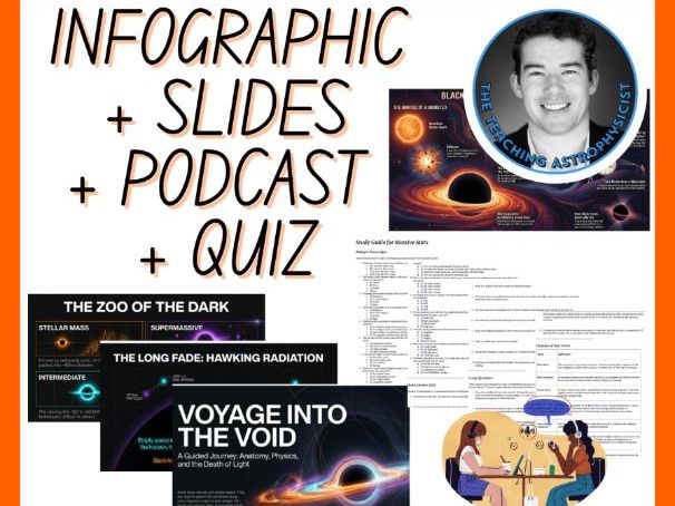 Black Holes | Infographic + Slides + Podcast + Quiz Space Science Set