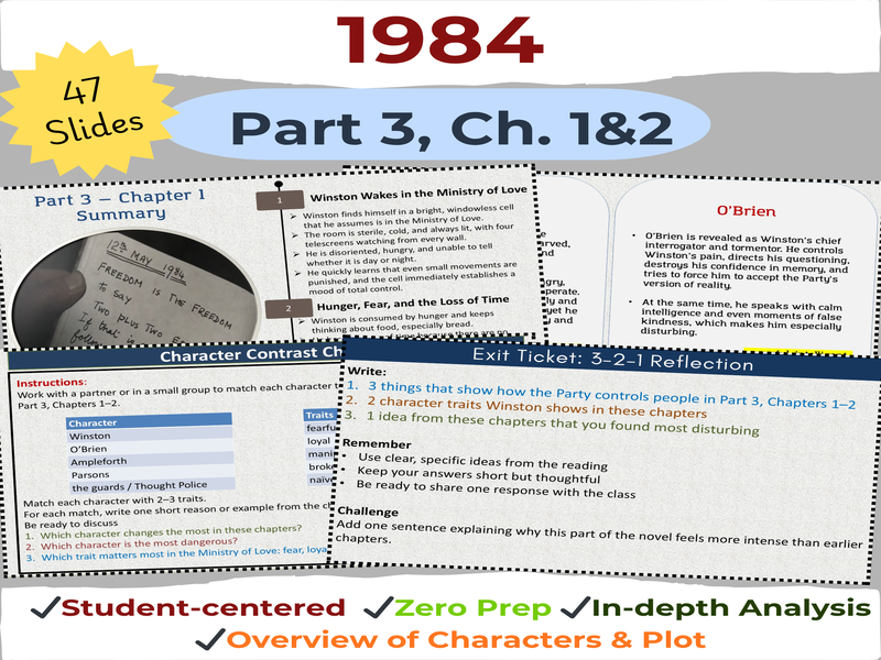 1984 by George Orwell PPT – Part 3 Chapters 1&2 | Lesson Slides & Activities