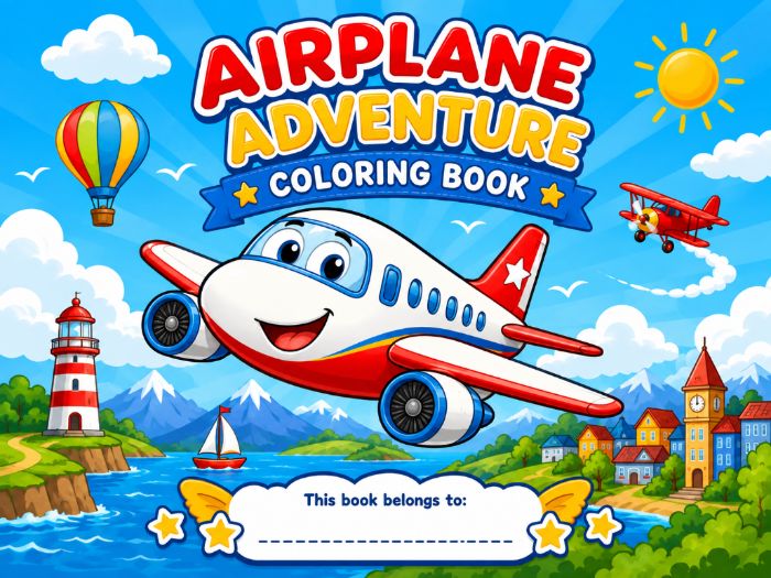 Airplane Coloring Book for Kids | Aviation Travel Coloring Pages Kindergarten to 3rd Grade