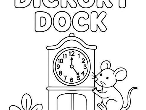 Hickory Dickory Dock Colouring Page