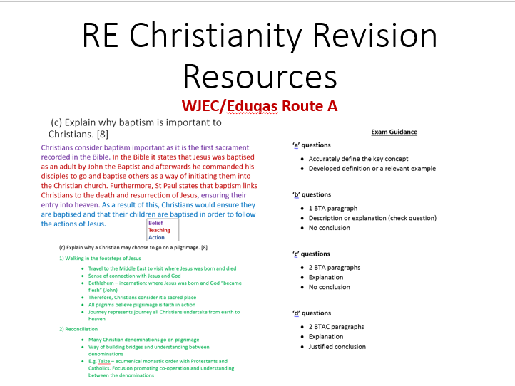 Christianity Beliefs and Practices Revision Resources WJEC/Eduqas