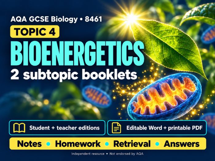AQA GCSE Biology Bioenergetics | Editable Notes and Activities