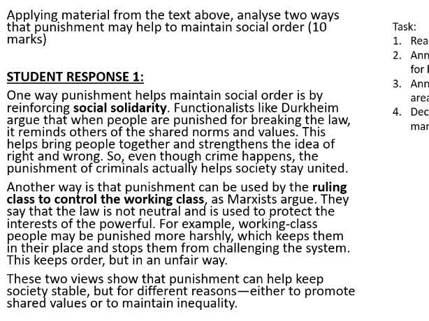 AQA Sociology crime and deviance student as examiner