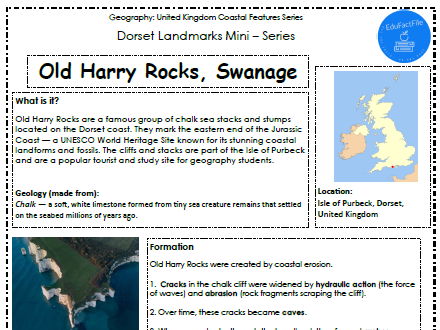 KS2/3 Geography - UK, Old Harry Rocks Fact File | Teaching Resources