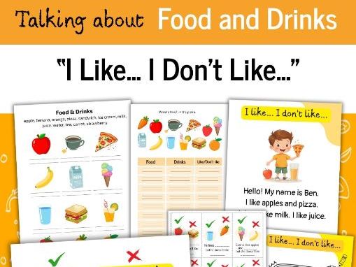 Talking about Food & Drinks – “I Like / I Don’t Like” Card Game