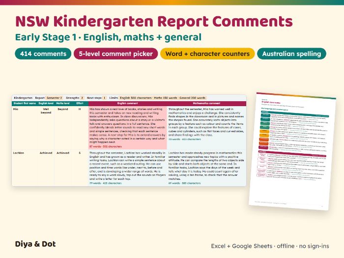 NSW Kindergarten Report Comments