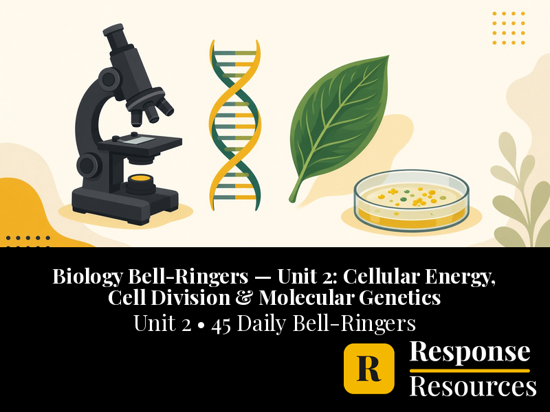 Biology Bell Ringers Unit 2 - 45 Daily Warm-Ups (Grades 9-12)