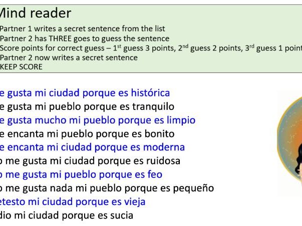 KS3 Spanish Town L3 Describing town using opinions + reasons