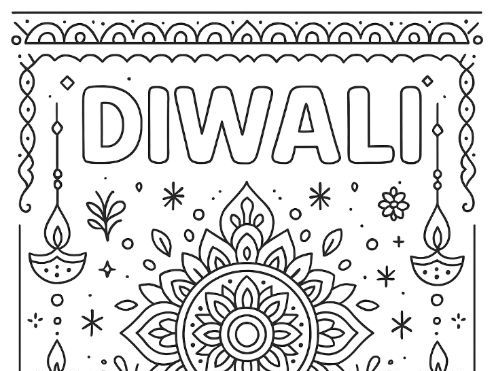 Diwali Mandala Celebration Hindu Festival Colouring Page