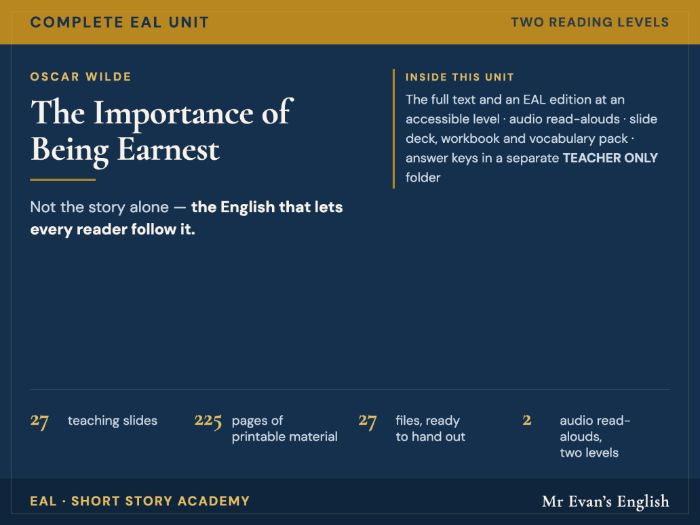 The Importance of Being Earnest | KS3 KS4 English | Complete Unit + EAL + Audio