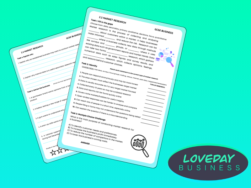GCSE Business Market Research Worksheet
