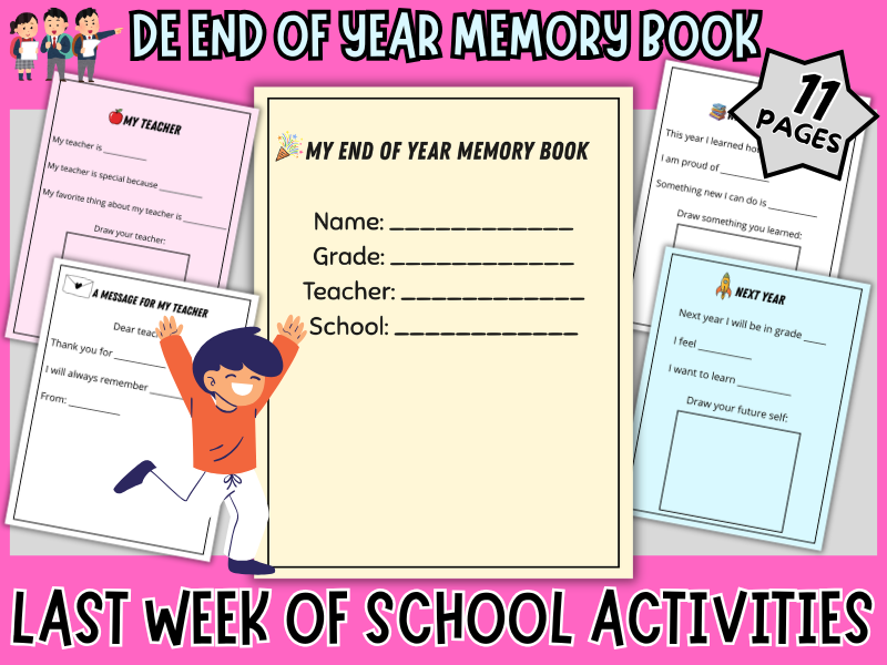 Year 5 End of Year Memory Book | Last Week of School Activities | Reflection Packet