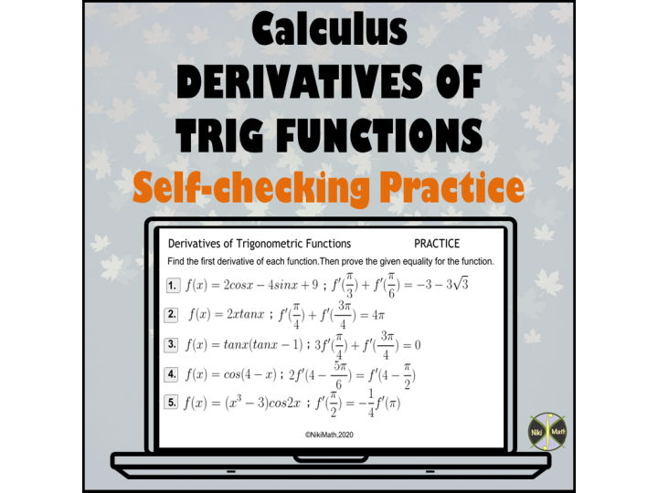Derivatives of Trigonometric Functions - Challenging & Self-Checking Practice