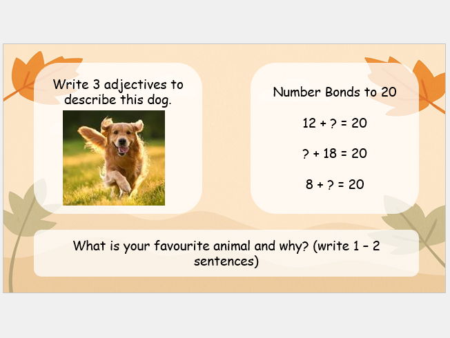 Year 2 Autumn 1 Morning Tasks *Editable*