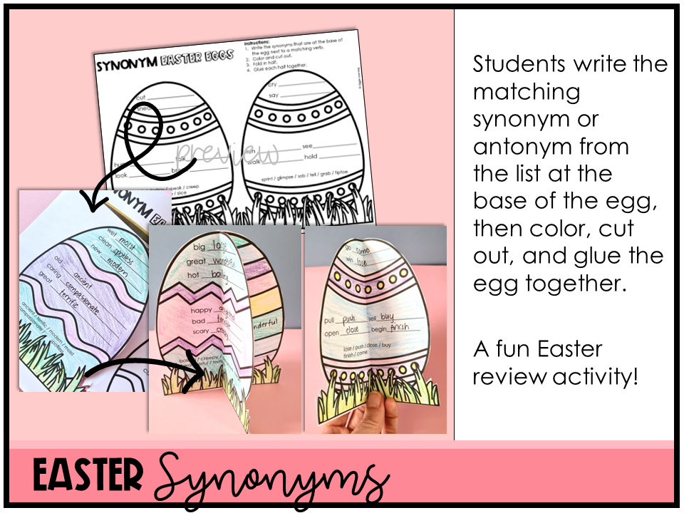 Easter Synonyms Craft Antonyms Review Craft Teaching Resources