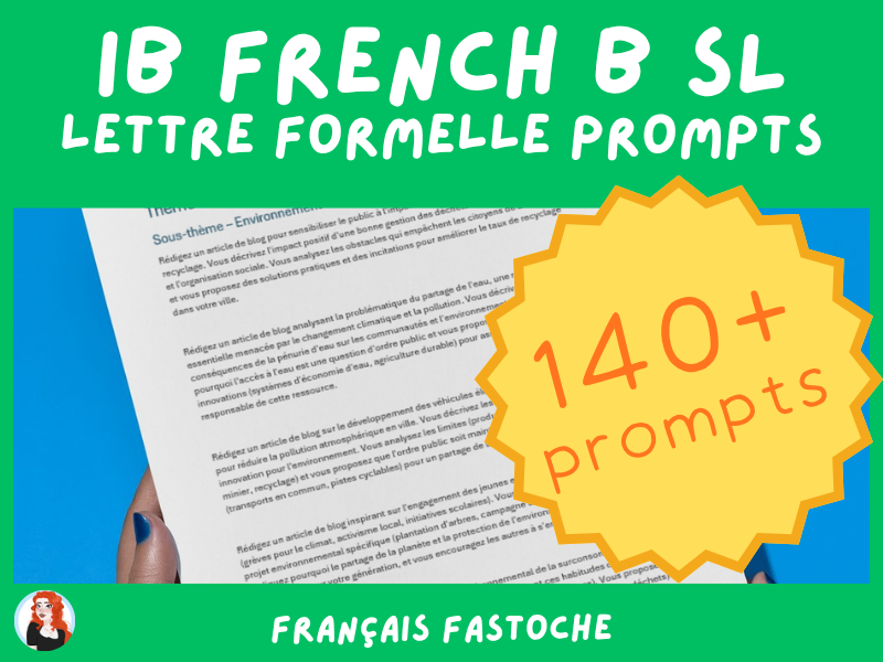 IB French B SL Writing Prompts: Lettre Formelle | All 5 Themes | Exam Prep