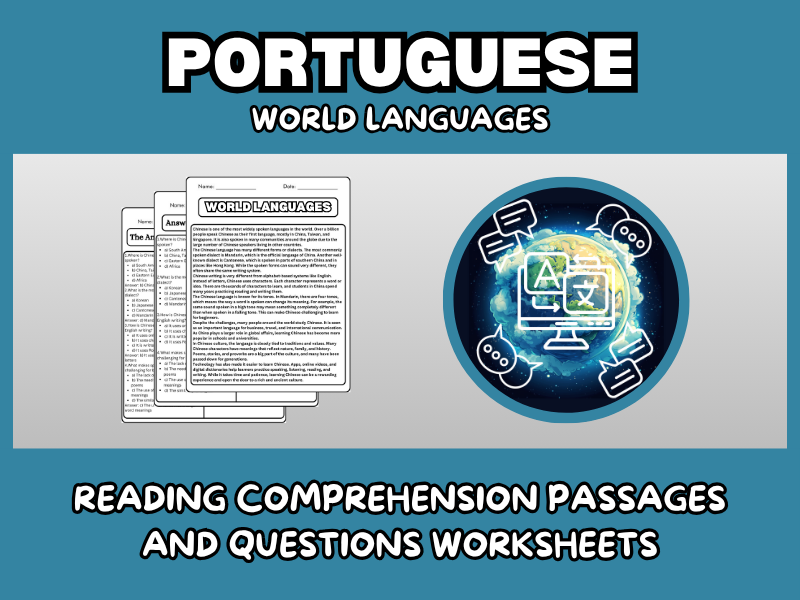 Portuguese  - World Languages Reading Comprehension Passages and Questions Worksheets