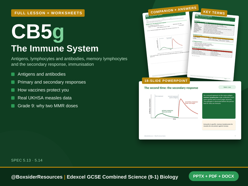 CB5g The Immune System | Edexcel GCSE Combined Science (9-1) | Lesson + Worksheet