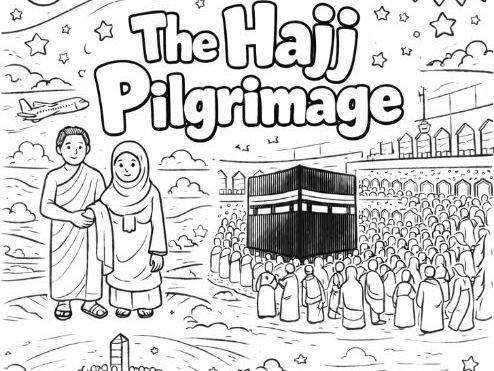 The Hajj Islamic Pilgrimage to Mecca Colouring Page