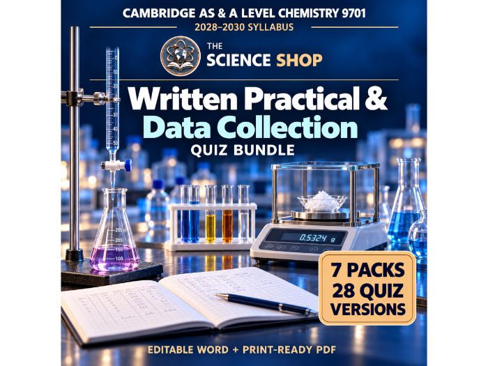 Chemistry 9701: All 7 Written Practical Quiz Packs Bundle | Cambridge AS & A Level
