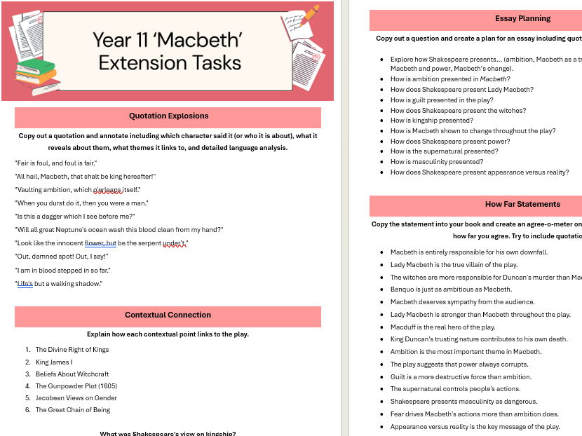 GCSE extension task pack