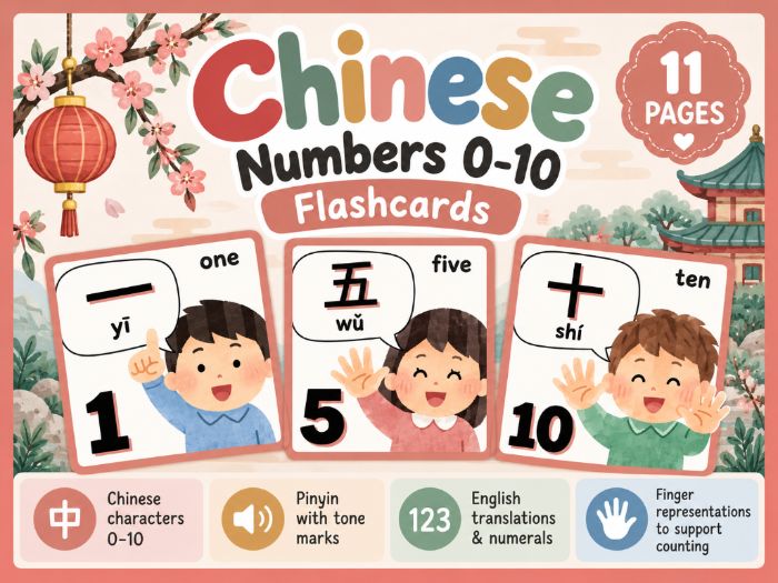 Counting in Chinese | Mandarin Numbers 0–10 | EYFS & KS1 Flashcards