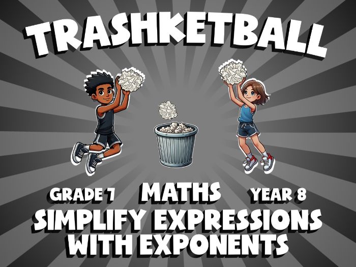 Simplify Expressions with Exponents TRASHKETBALL Maths Game | No-Prep Year 8 Review Activity