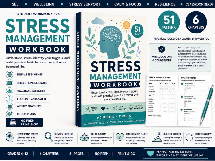 Stress Management Workbook for Students | SEL, Wellbeing & Resilience Activities