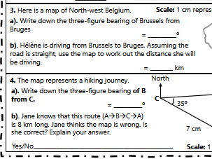 GCSE Maths Scale and Bearings Exam Qs
