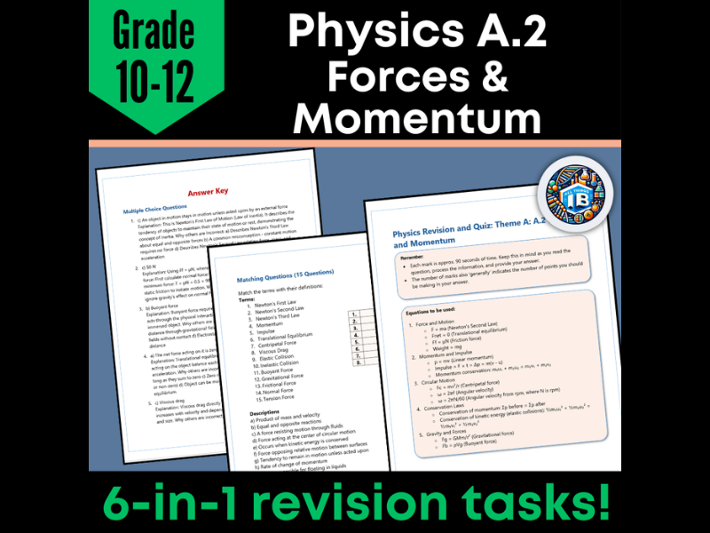 IB DP Physics: A.2 Forces & Momentum – Quiz & Revision Worksheets (2026)