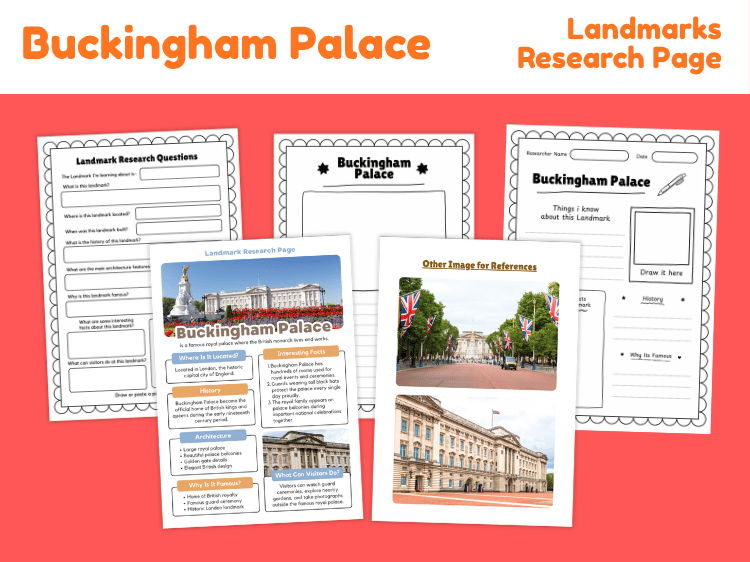 Buckingham Palace Research Project | Famous Landmarks Worksheets
