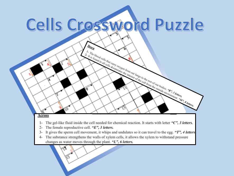 Cells Crossword Puzzle Teaching Resources