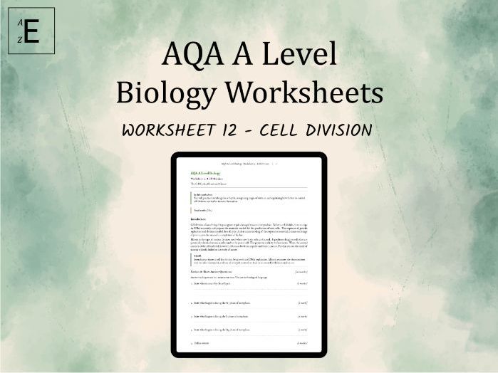 AQA A Level Biology Worksheet 12 - Cell Division