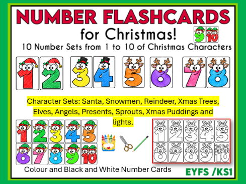Number Flashcard Sets for Christmas 1/10