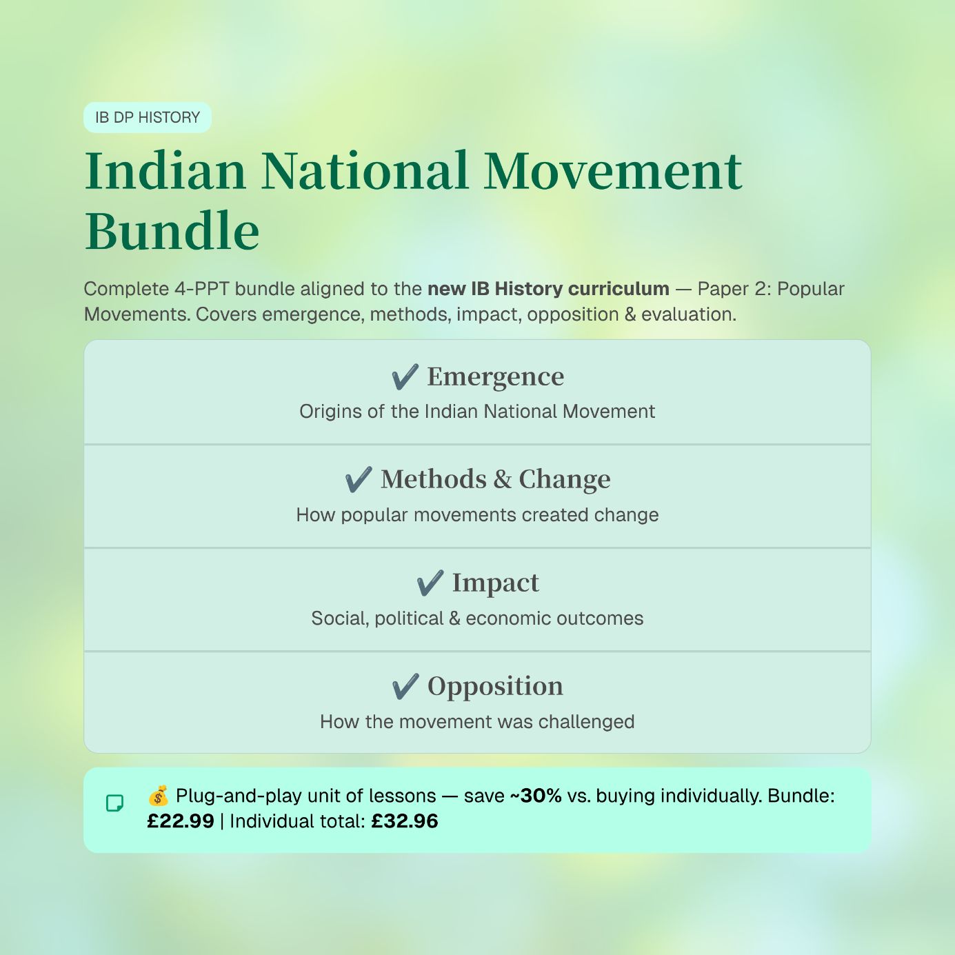 IB DP History Indian National Movement Bundle | Paper 2 Popular Movements