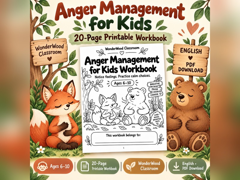 Anger Management Workbook for Kids Ages 6-10