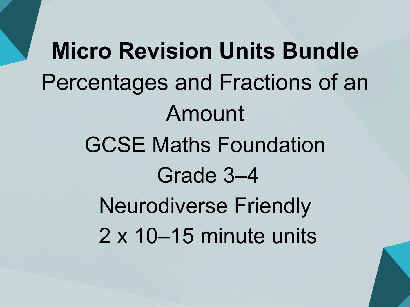 Micro Revision Units Bundle: Percentages and Fractions of an Amount