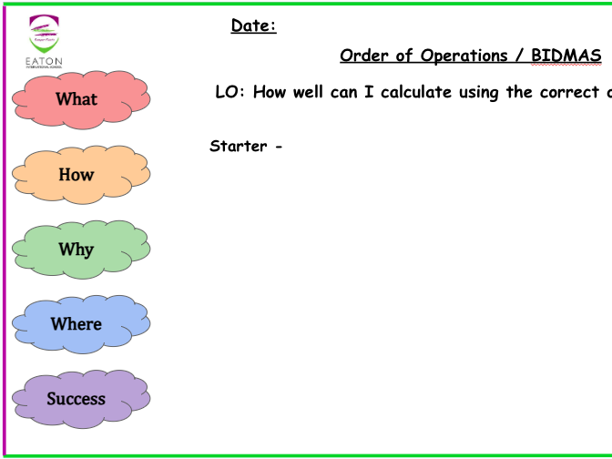 Primary - Order of Operations / BIDMAS