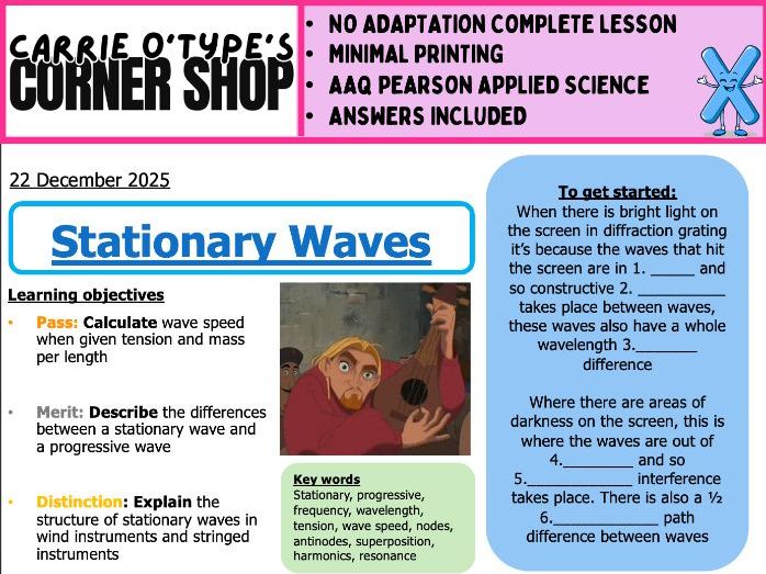 Stationary Waves - AAQ Pearson Applied Science