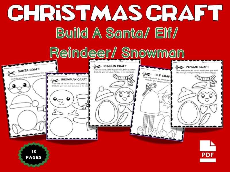 Christmas Craft Build A Santa & Elf & Snowman & Penguin