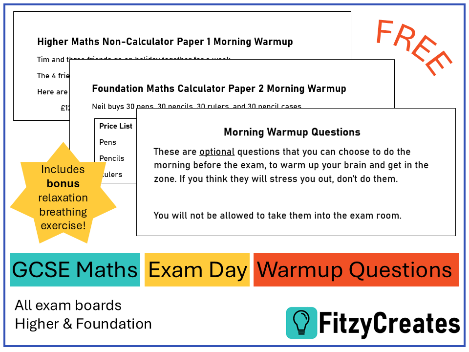 GCSE Maths Exam Day Warmup Questions