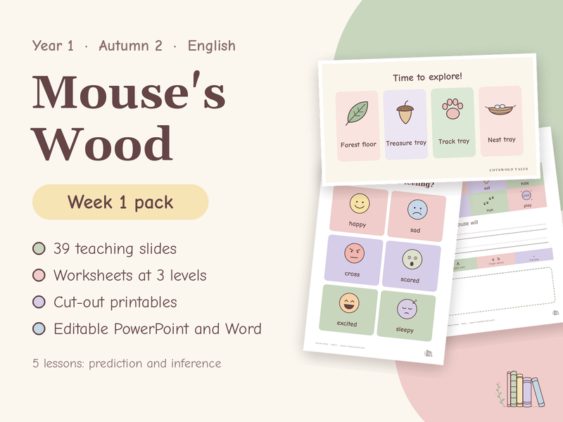 Mouse's Wood Year 1 English Week 1 Slides, Worksheets and Resources