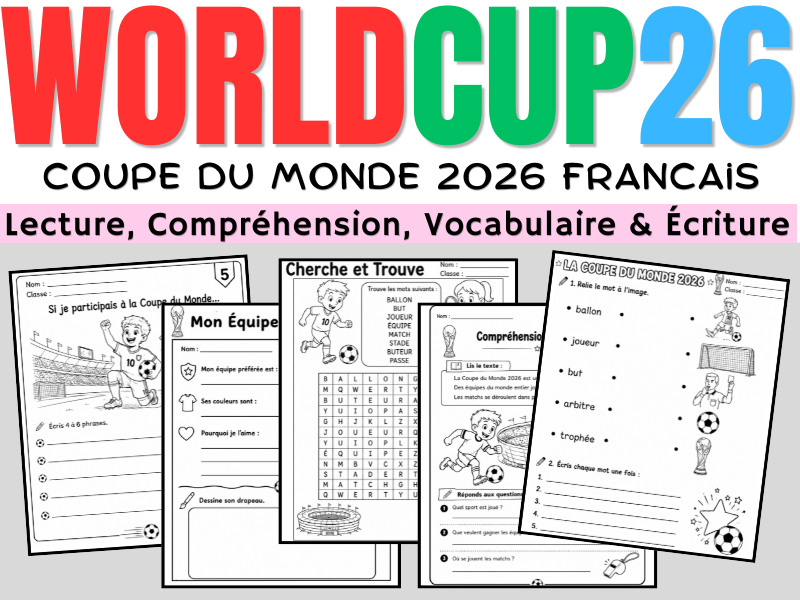 Coupe du Monde 2026 ( World Cup ) Activities - KS3 French | Word Search, Reading , Writing Pack