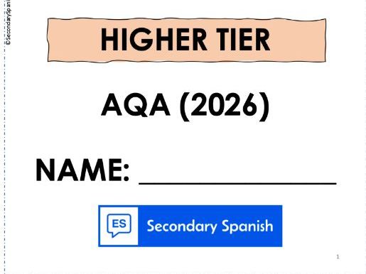 New GCSE (AQA) writing booklet - HIGHER tier
