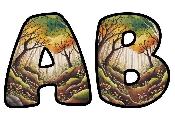 Enchanted Woods Story Writing Lettering Set for Classroom Display | Upper & Lowercase, 0-9 and Signs