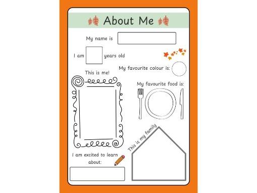 EYFS Starting School Autumn All About Me Worksheet | Free Digital PDF | PSED, Communication