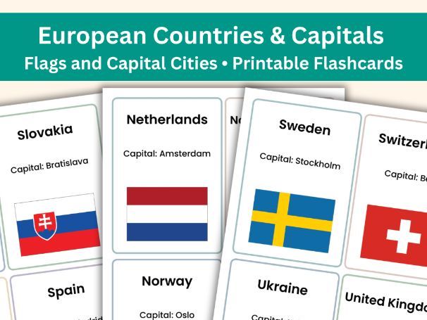 European Countries and Capitals Flashcards | Flags and Capital Cities