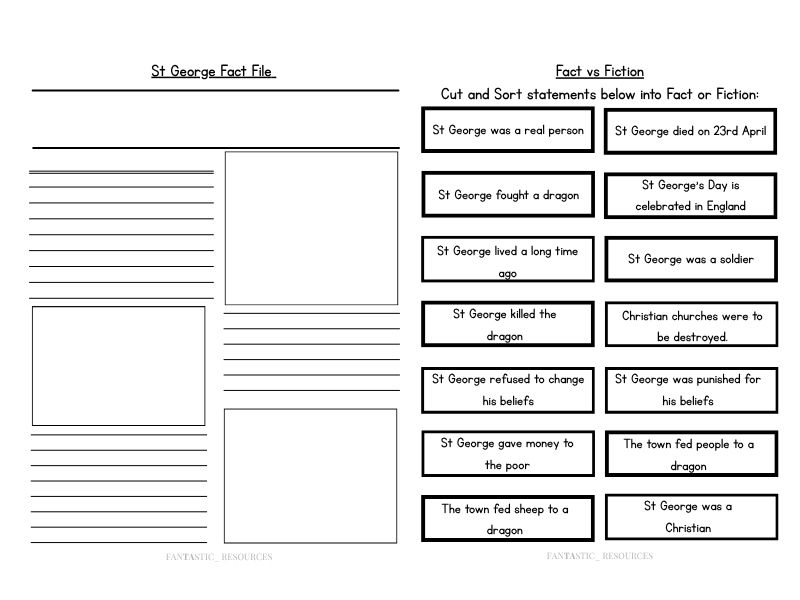 St George Fact File & Fact vs Fiction Activity |  KS2 History & Reading